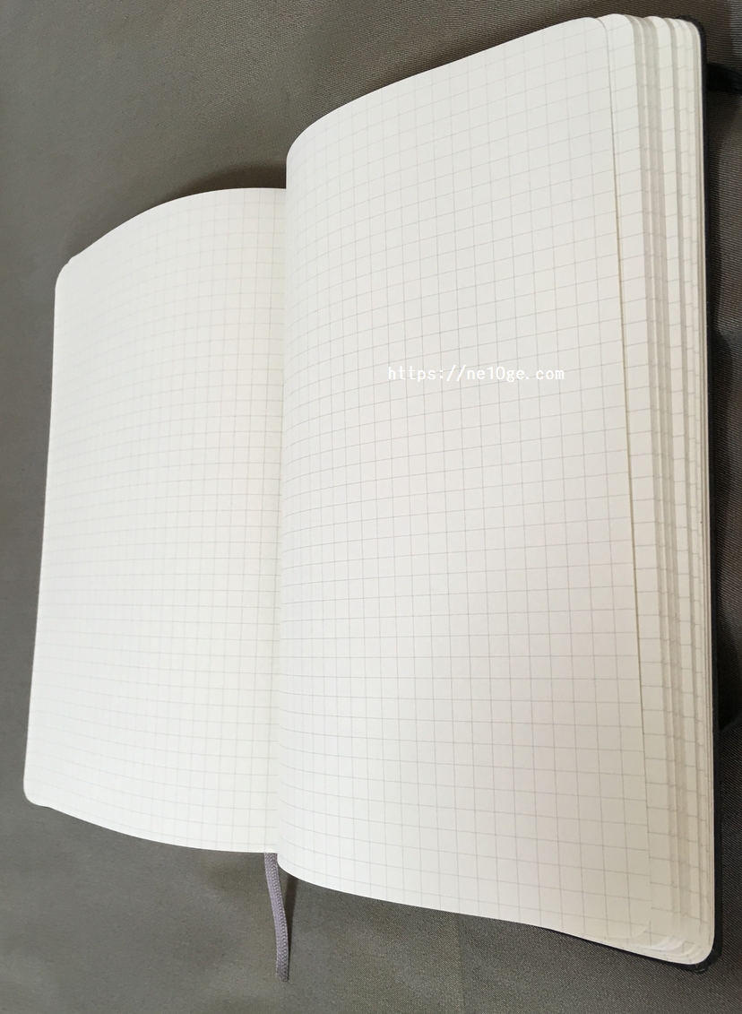 MOLESKINE　モレスキン　ノート　クラシック　ハード　方眼　ラージ　開いた状態